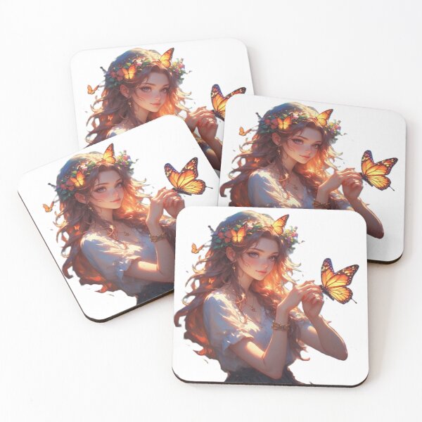 Item preview, "Beautiful Girl with Butterflies – Fantasy Portrait and Nature Art" by NegarTv Designs designed and sold by NegarTv Designs.