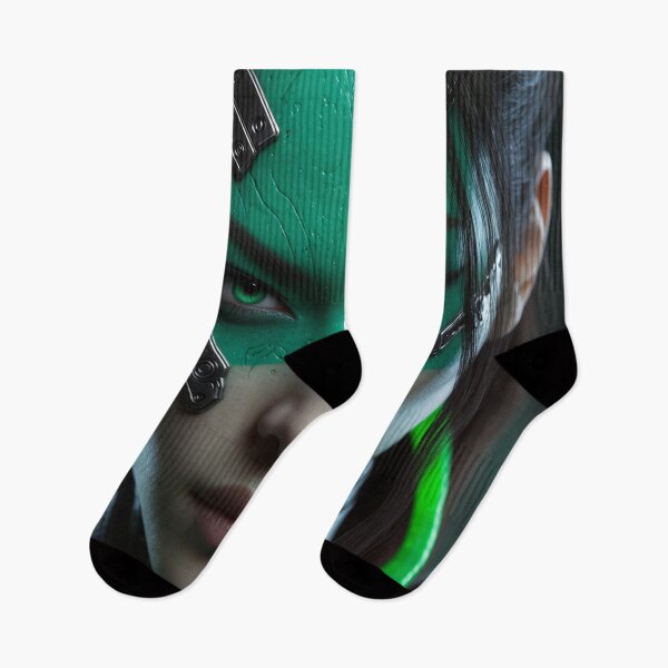 Item preview, Neon Cyberpunk Warrior Woman with Green Mask designed and sold by ArtiQreate.