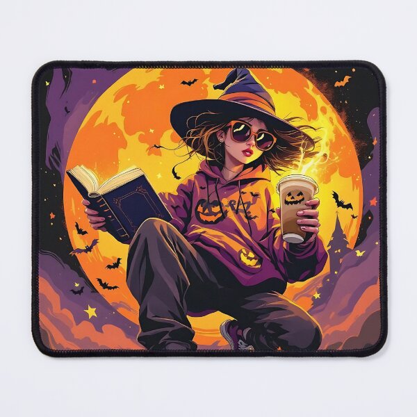 Item preview, Hipster Halloween Witch Reading Book & Coffee Pumpkin Spice Autumn Vibes designed and sold by elephant555.