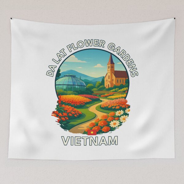 Item preview, Da Lat Flower Gardens Da Lat Vietnam - Iconic Asia Landmark Travel vacation destination souvenir art  designed and sold by inkNext.