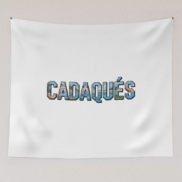 Item preview, Cadaqués Spain Pixel Harbor – Retro Seaside Typography designed and sold by CircinusStore.