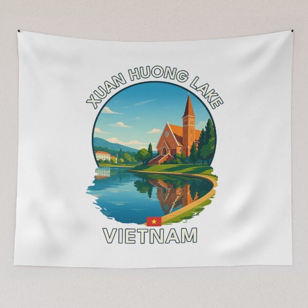 Item preview, Xuan Huong Lake Da Lat Vietnam - Iconic Asia Landmark Travel vacation destination souvenir art  designed and sold by inkNext.