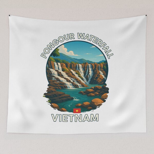 Item preview, Pongour Waterfall Da Lat Vietnam - Iconic Asia Landmark Travel vacation destination souvenir art  designed and sold by inkNext.