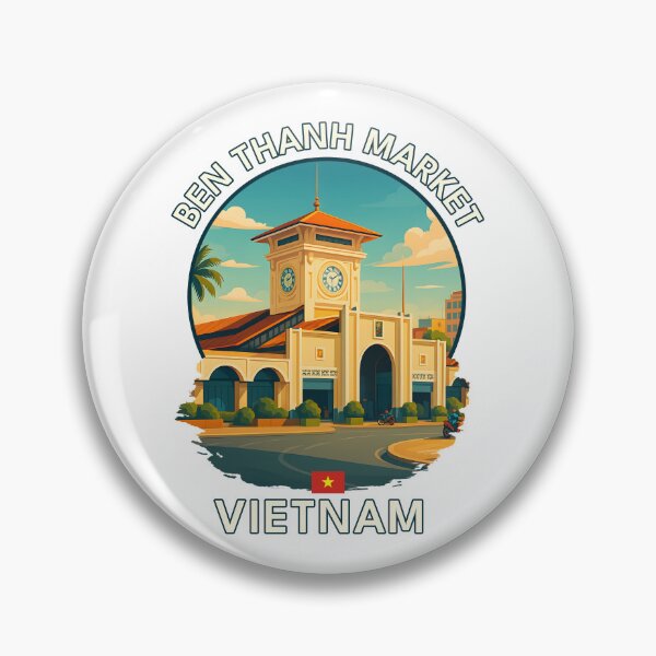 Item preview, Ben Thanh Market HCMC Vietnam - Iconic Asia Landmark Travel vacation destination souvenir art  designed and sold by inkNext.