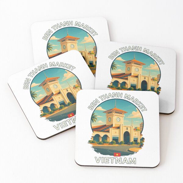 Item preview, Ben Thanh Market HCMC Vietnam - Iconic Asia Landmark Travel vacation destination souvenir art  designed and sold by inkNext.