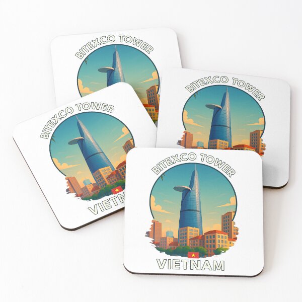 Item preview, Bitexco Tower HCMC Vietnam - Iconic Asia Landmark Travel vacation destination souvenir art  designed and sold by inkNext.
