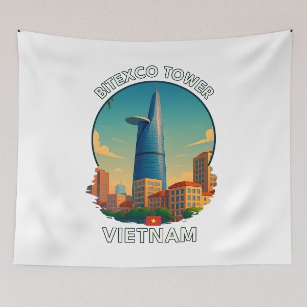 Item preview, Bitexco Tower HCMC Vietnam - Iconic Asia Landmark Travel vacation destination souvenir art designed and sold by inkNext.
