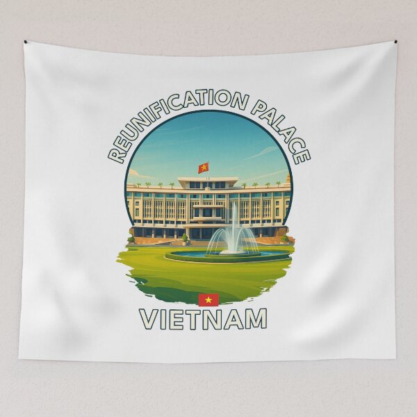 Item preview, Reunification Palace HCMC Vietnam - Iconic Asia Landmark Travel vacation destination souvenir art designed and sold by inkNext.