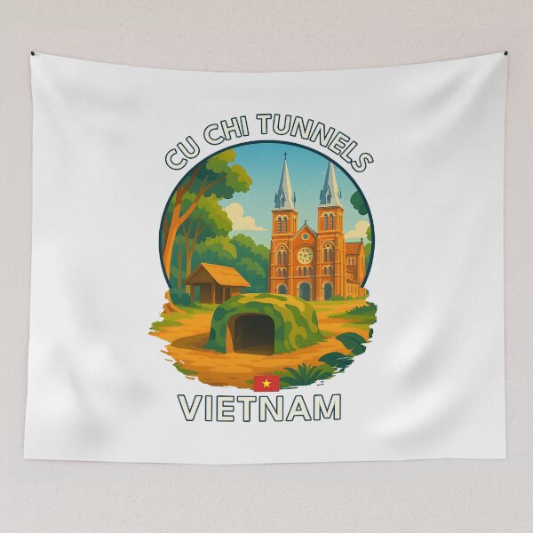 Item preview, Cu Chi Tunnels HCMC Region - Vietnam - Iconic Asia Landmark Travel vacation destination souvenir art designed and sold by inkNext.