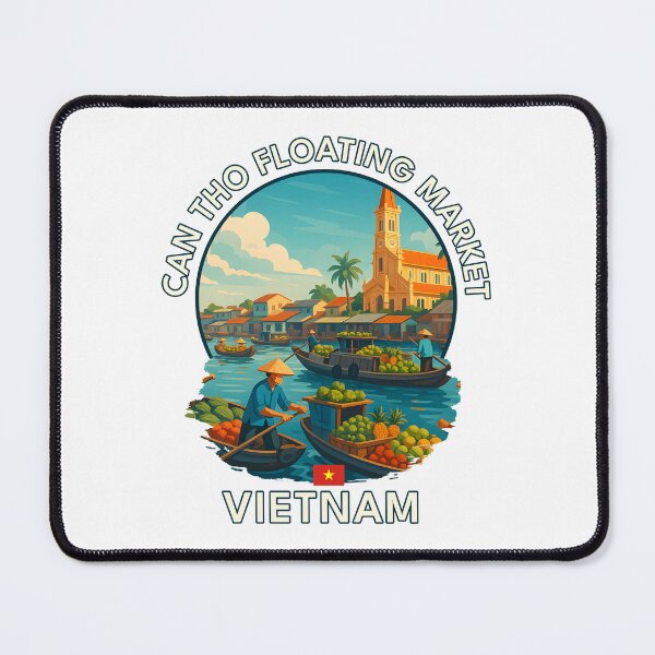 Item preview, Can Tho Floating Market Can Tho Vietnam - Iconic Asia Landmark Travel vacation destination souvenir art  designed and sold by inkNext.