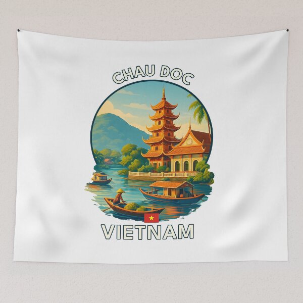 Item preview, Chau Doc An Giang Vietnam - Iconic Asia Landmark Travel vacation destination souvenir art  designed and sold by inkNext.