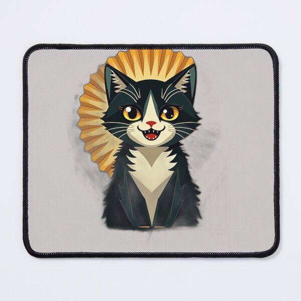 Item preview, Art Deco Geometric Poster of a Happy Kitten with Metallic Accents and Sunburst Motif designed and sold by Austo-Jac.