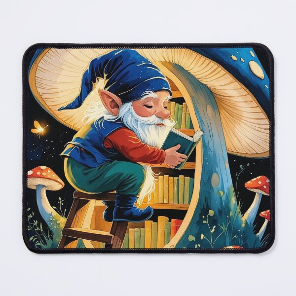Item preview, Starlit Mushroom Library – Nighttime Cottagecore Gnome Art designed and sold by Deezyned.