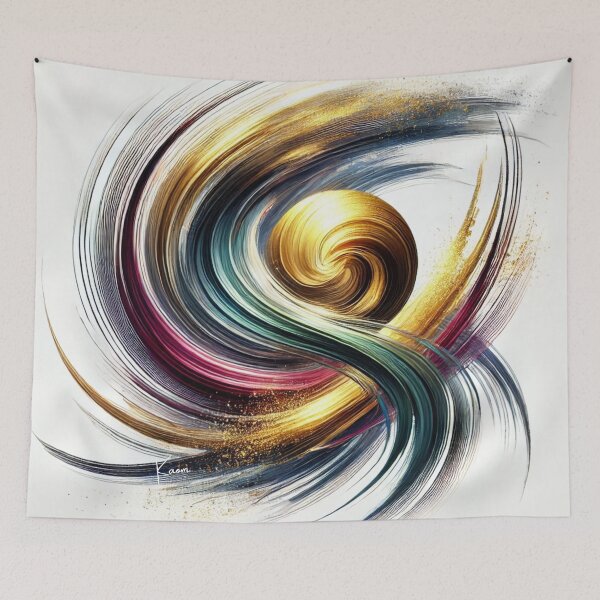 Item preview, “Golden Energy – Dynamic Color Swirl in Zen Aesthetics” designed and sold by Zenlines by Ralf Gradl.