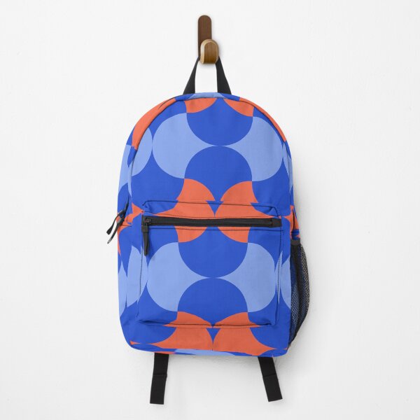 Artikelvorschau, Dynamisches Retro-Muster – Marineblaue und orange Wellen entworfen und verkauft von ROD.