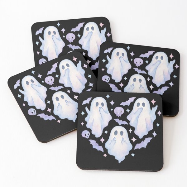 Item preview, Three Cute Ghosts with Purple Pastel Bats – Sweet and Spooky Pastel Goth Halloween Design designed and sold by baggycatsworld.