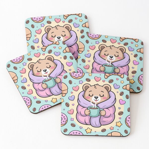 Item preview, Sleepy Bear Robe Coffee - Cute Cozy Bear with Donuts and Croissants designed and sold by YourSocialBae.