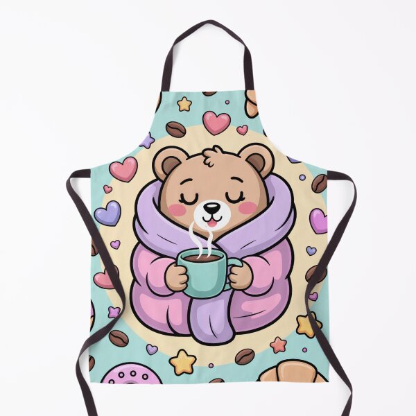Item preview, Sleepy Bear Robe Coffee - Cute Cozy Bear with Donuts and Croissants designed and sold by YourSocialBae.