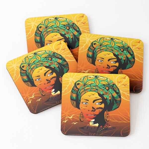 Item preview, African Woman Silhouette Portrait with Sunset designed and sold by BluedarkArt.