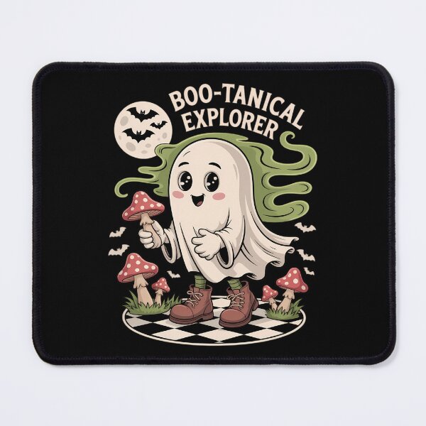 Item preview, Boo-tanical Explorer Funny Mushroom Foraging Ghost designed and sold by Sea4Adventures.