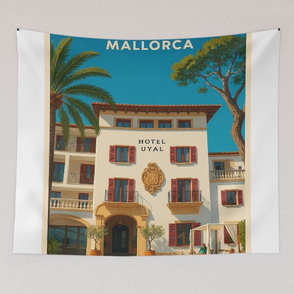 Item preview, Hotel Uyal Puerto Pollensa Mallorca Vintage Travel Poster designed and sold by GG WALL ART.