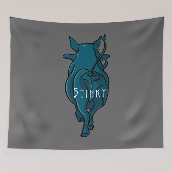 Item preview, Stinky, funny Butt. Animal Cartoon Humorous, pig/wharthog, blue designed and sold by DebbieJoyArt.