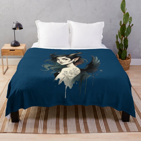 Item preview, Dark Siren – Horned Beauty with Wings and Ink designed and sold by LuminShadowArt.