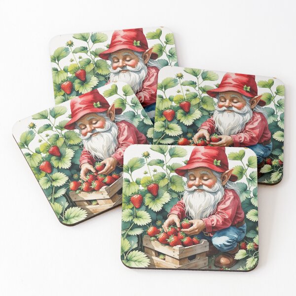 Item preview, Strawberry Gathering Gnome – Summer Cottagecore Harvest designed and sold by Deezyned.