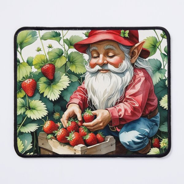 Item preview, Strawberry Gathering Gnome – Summer Cottagecore Harvest designed and sold by Deezyned.