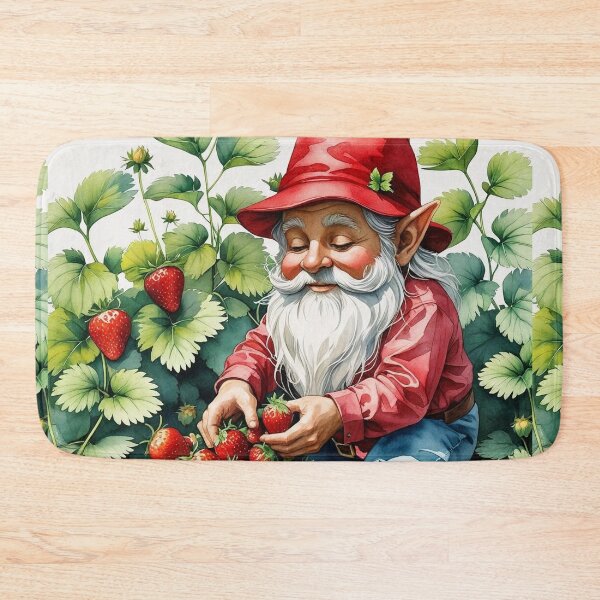 Item preview, Strawberry Gathering Gnome – Summer Cottagecore Harvest designed and sold by Deezyned.