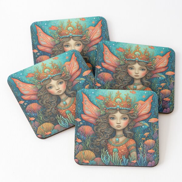 Item preview, Folk Art Coral Fairy designed and sold by Colin Bentham.