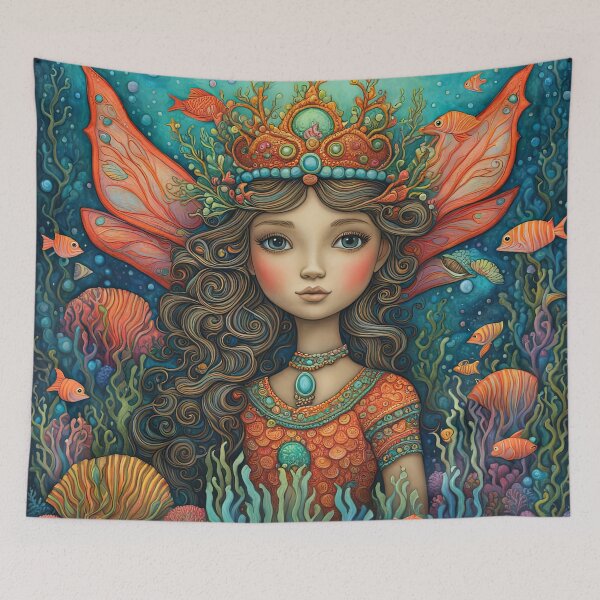 Item preview, Folk Art Coral Fairy designed and sold by Colin Bentham.