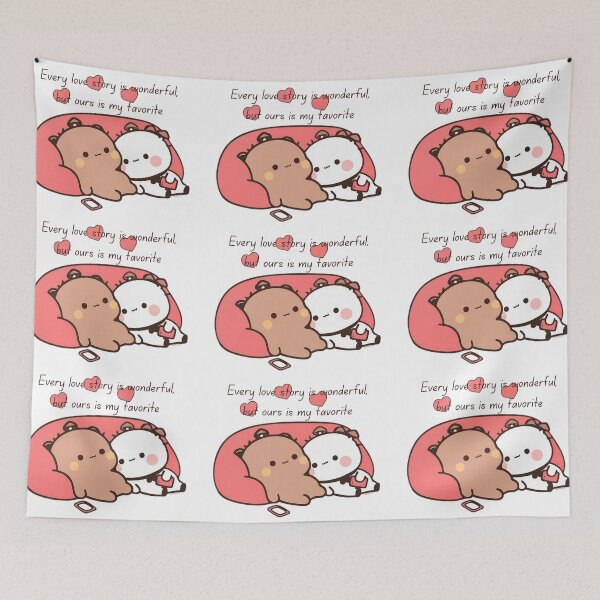 Item preview, Every love story is wonderful, but ours is my favorite Panda Bear And Brownie True Love BUBU DUDU Couple Goma peach Sugar Valentine xmas designed and sold by BlueSkylineArts.