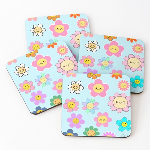 Item preview,  Flowers with cute smiley faces designed and sold by RSUS.