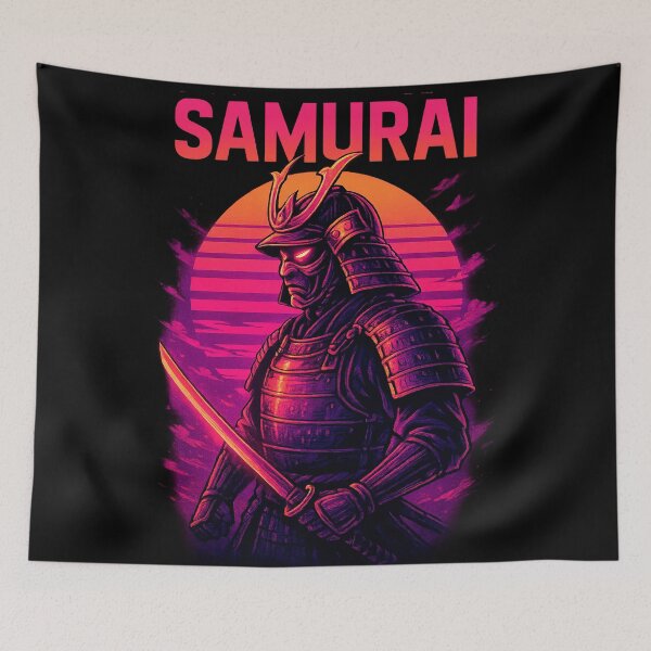 Item preview, RetroWave Samurai – Neon Warrior Spirit designed and sold by Qopta.