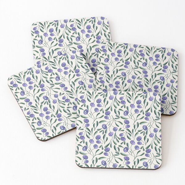Item preview, Copy of Wild Blueberries & Greenery – Folk Vintage Botanical Pattern. White Background designed and sold by paintingbetween.