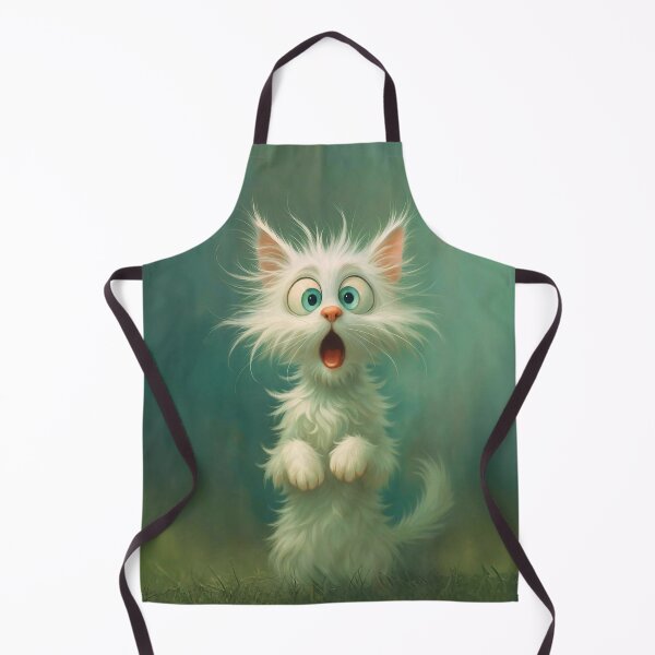 Aperçu de l'œuvre Chat blanc duveteux et drôle, choqué créée et vendue par QuirkySpark.