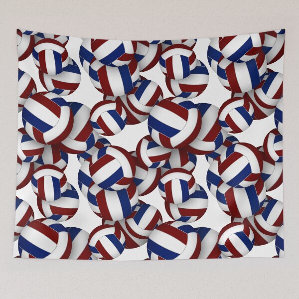 Item preview, Maroon & blue volleyballs pattern designed and sold by katzdzynes.