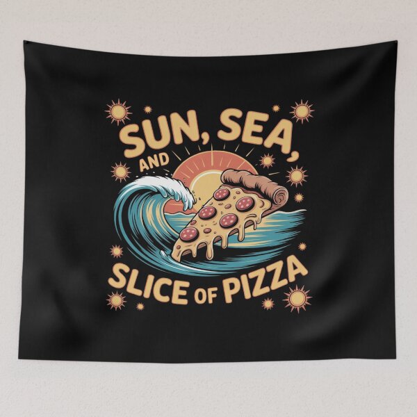 Item preview, Sun, Sea, and Slice of Pizza – Beach Vibes with a Cheesy Twist designed and sold by teevoxx.
