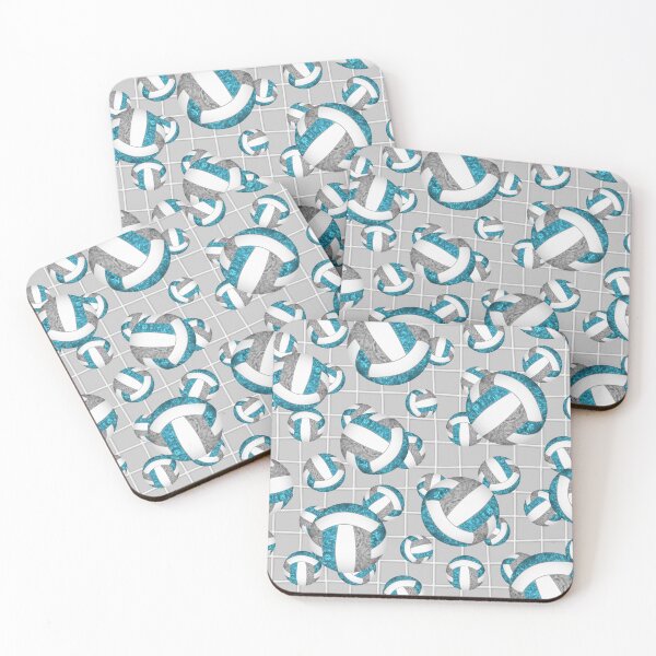 Item preview, girly teal gray volleyballs pattern with net detail accent designed and sold by katzdzynes.