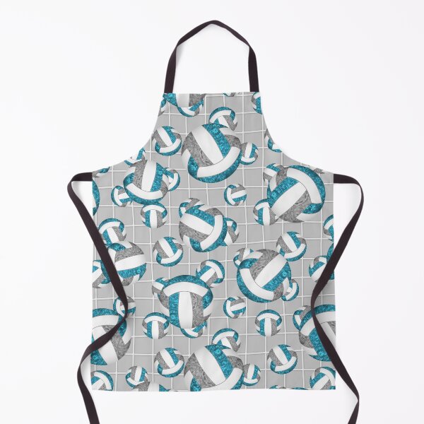 Item preview, girly teal gray volleyballs pattern with net detail accent designed and sold by katzdzynes.