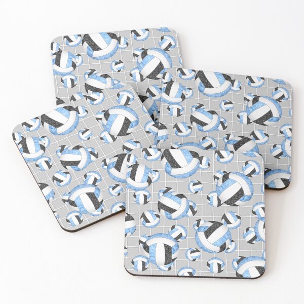 Item preview, girly light blue black volleyballs pattern with net detail accent designed and sold by katzdzynes.