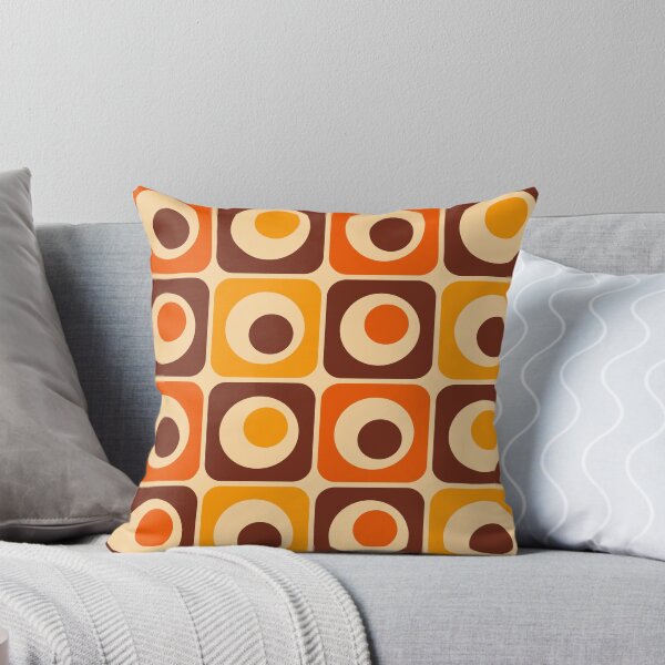 Item preview, 70s Retro Vintage Style Geometric Pattern Orange Brown and Yellow designed and sold by tonymagnerart.