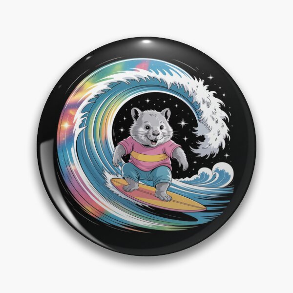 Item preview, Cosmic Surf Wombat – Whimsical Ride on a Rainbow Wave designed and sold by teevoxx.