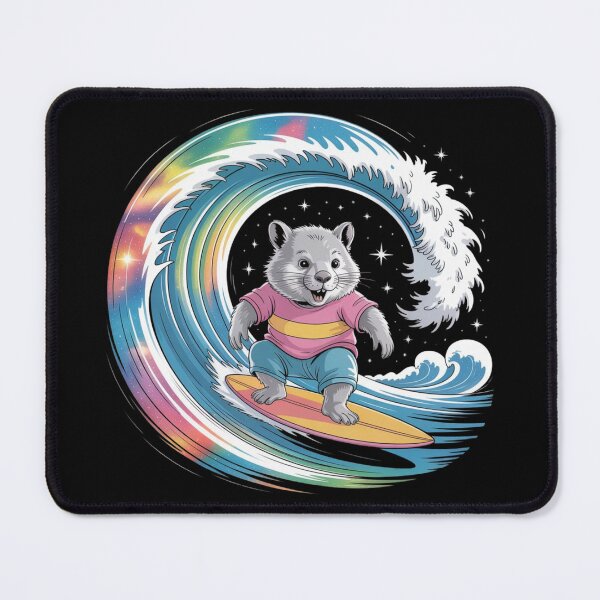 Item preview, Cosmic Surf Wombat – Whimsical Ride on a Rainbow Wave designed and sold by teevoxx.