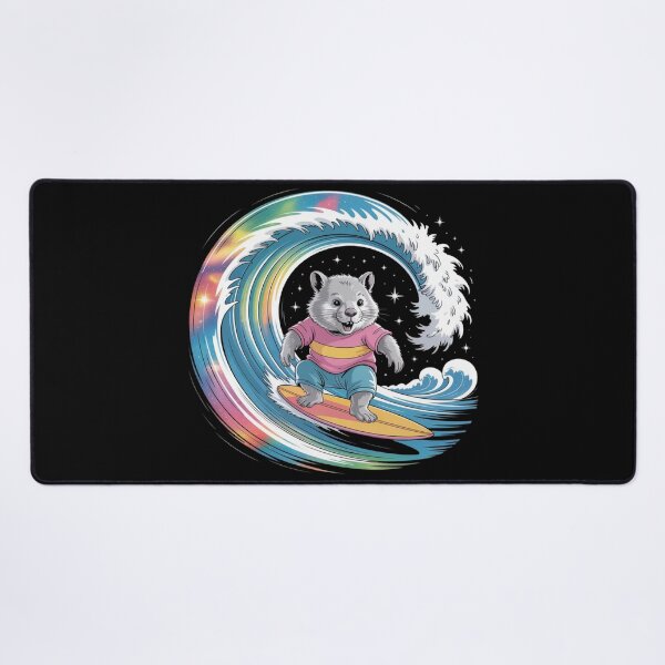 Item preview, Cosmic Surf Wombat – Whimsical Ride on a Rainbow Wave designed and sold by teevoxx.