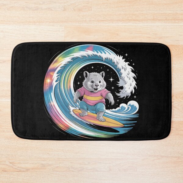 Item preview, Cosmic Surf Wombat – Whimsical Ride on a Rainbow Wave designed and sold by teevoxx.