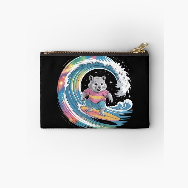Item preview, Cosmic Surf Wombat – Whimsical Ride on a Rainbow Wave designed and sold by teevoxx.