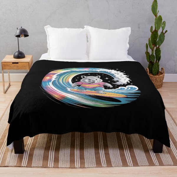 Item preview, Cosmic Surf Wombat – Whimsical Ride on a Rainbow Wave designed and sold by teevoxx.