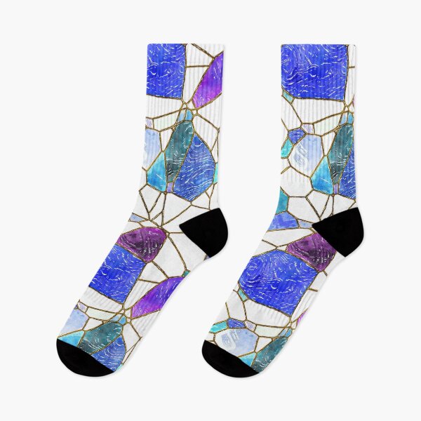 Artikelvorschau, Leuchtendes Blau und Lila Buntglas – Aquarell-Mosaik-Kunstmuster entworfen und verkauft von AlexeyevZurga.